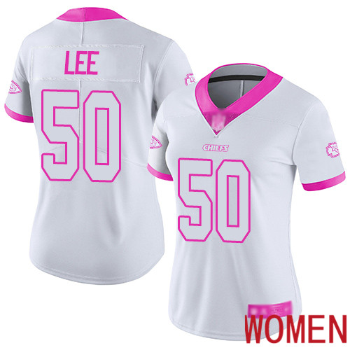 Women Kansas City Chiefs #50 Lee Darron Limited White Pink Rush Fashion Nike NFL Jersey